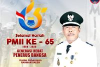 Pamflet Ucapan Selamat HUT PMII ke-65 oleh Kades Paberasan Rachman Saleh SE