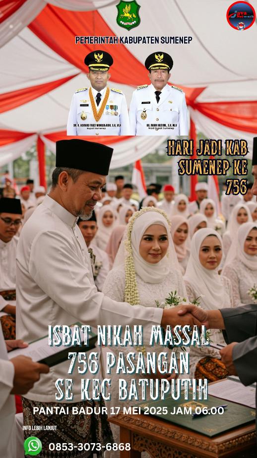 Pamflet Pagelaran Isbat Nikah Massal di Pantai Badur Desa Badur Kecamatan Batuputih pada Tanggal 17 Mei 2025 Mendatang 