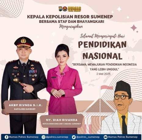 Pamflet Ucapan Kapolres dan Ibu Ketua Bhayangkari Polres Di Hari Pendidikan Nasional 2025