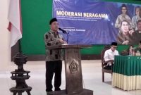 Kepala Kemenag Kabupaten Sumenep Abdul Wasid Saat Memberikan Sambutan di Acara Moderasi Di Kalangan Generasi Muda, Selasa (27/05/2025)