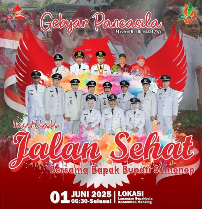Pamflet Jalan Sehat Bersama Bupati Besok Digelar Pemerintah Kecamatan Manding Dan Pemdes Se Kecamatan Manding 
