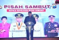 Bupati Sumenep Achmad Fauzi Wongsojudo Saat Memberikan Sambutan Pada Acara Pisah Sambut Kapolres Sumenep