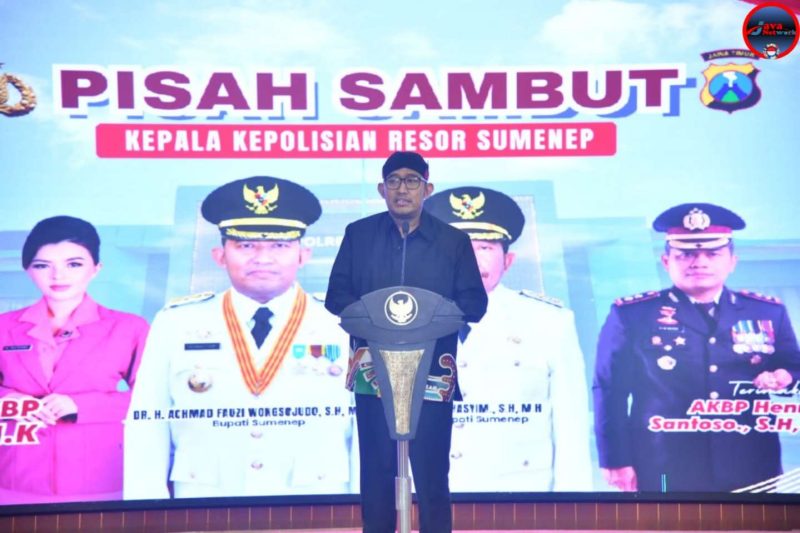 Bupati Sumenep Achmad Fauzi Wongsojudo Saat Memberikan Sambutan Pada Acara Pisah Sambut Kapolres Sumenep