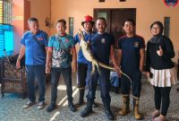 Tim Unit Reaksi Cepat Damkar Sumenep Usai Mengamankan Biawak Besar di Rumah Kost Mama Anis di Desa Pabian Kecamatan Kota Sumenep, Minggu (04/05/2025)