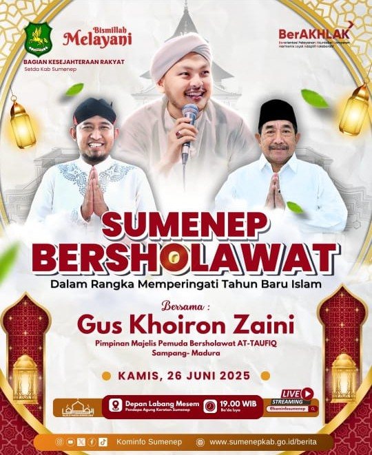 Pamflet Pemkab Sumenep Gelar Sumenep Bersholawat Bersama Gus Khoiron 