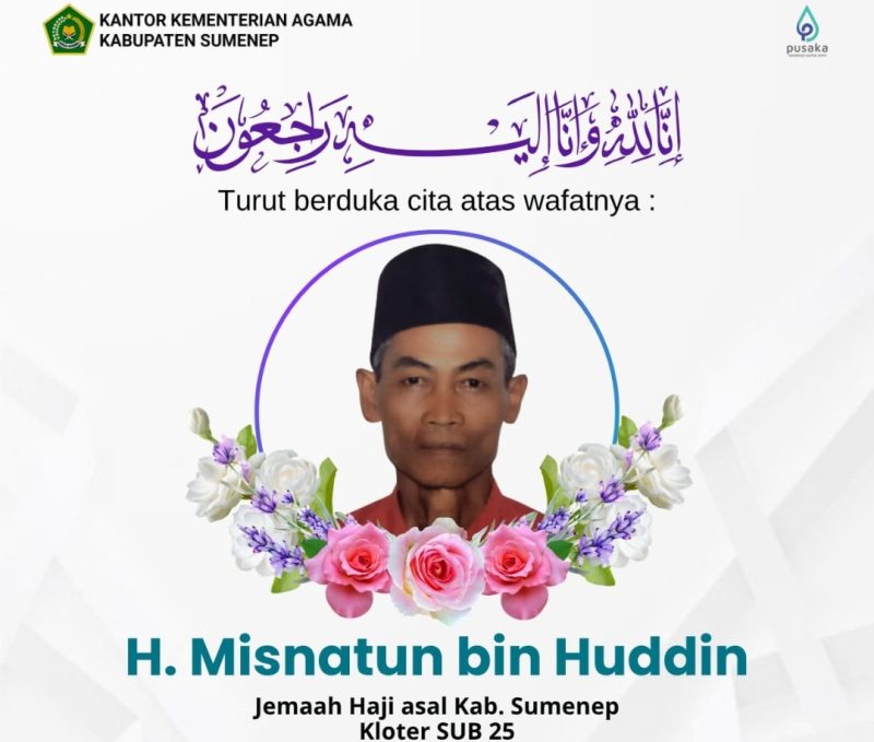 Pamflet Ucapan Belasungkawa dari Kemenag Kabupaten Sumenep kepada Almarhum Salah Satu Jemaah Haji Asal Sumenep di Arab Saudi
