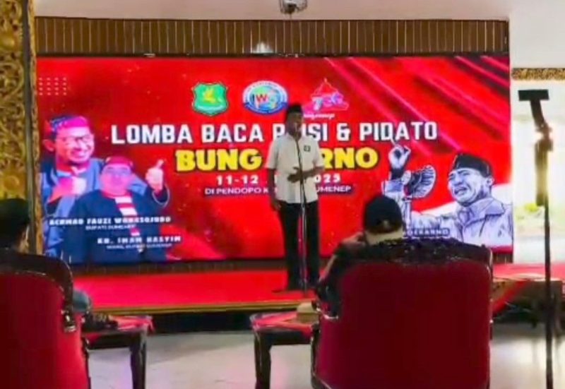 Hasil Tangkapan Layar Saat Kades Paberasan Rachman Saleh SE Mengikuti Lomba Pidato Ala Bung di Pendopo Agung Keraton Sumenep, Kamis (12/06/2025)