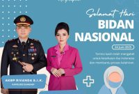 Pamflet ucapan Kapolres dan Ketua Ibu Bhayangkari Bhayangkari Polres Sumenep di Hari Bidan Indonesia 2025