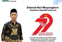 Pamflet Ucapan Dari Mohammad Andriansyah Ketua Pemuda Muhammadiyah Kabupaten Sumenep di HUT Hari Bhayangkara ke-79