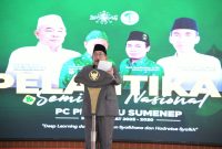 Wabup Sumenep KH. Imam Hasyim Saat Diacara Pelantikan dan Seminar Nasional PC PERGUNU Kabupaten Sumenep di Pendopo Agung Keraton Sumenep, Rabu (02/07/2025)