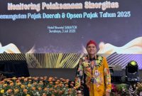 Kepala Bapenda Sumenep Faruk Hanafi S.Sos, MSi Saat menghadiri Monitoring Pelaksanaan Sinergitas Pemungutan Pajak Daerah dan Opsen Pajak 2025 di Hotel Samator Surabaya, Kamis (03/07/2025)