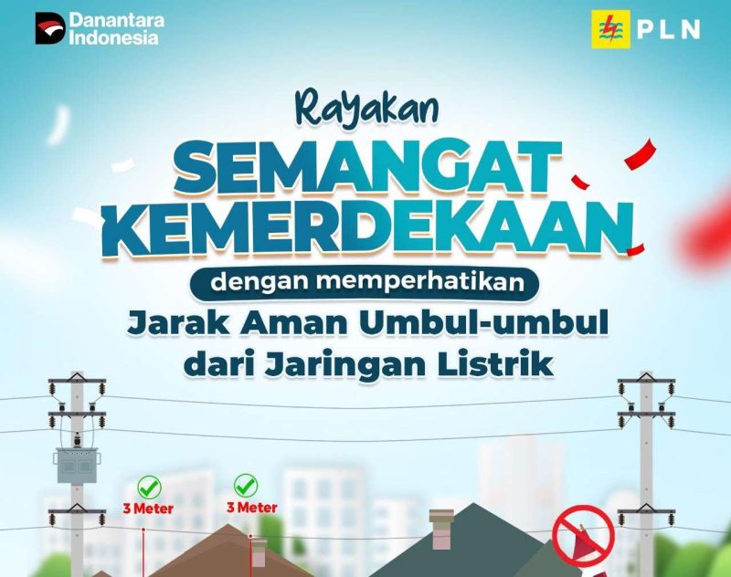 Pamflet PLN Sumenep Imbau Warga Jaga Jarak Dekorasi Kemerdekaan dari Jaringan Listrik