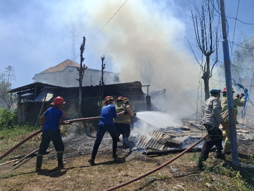 Kandang Sapi di Bluto Terbakar, Damkar Sumenep Kerahkan 3 Armada Pemadam