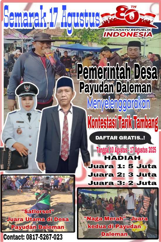 Payudan Daleman Panaskan Perayaan HUT ke-80 RI: Lomba Tarik Tambang Berhadiah Puluhan Juta Siap Guncang Arena