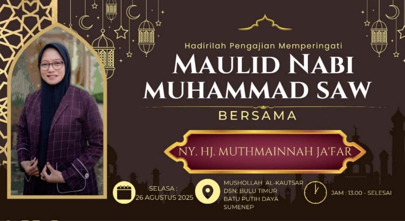 Pamflet Peringatan Maulid Nabi Muhammad SAW di Desa Batuputih Daya Kecamatan Batuputih oleh Penceramah Nyai Mutmainah Jakfar 