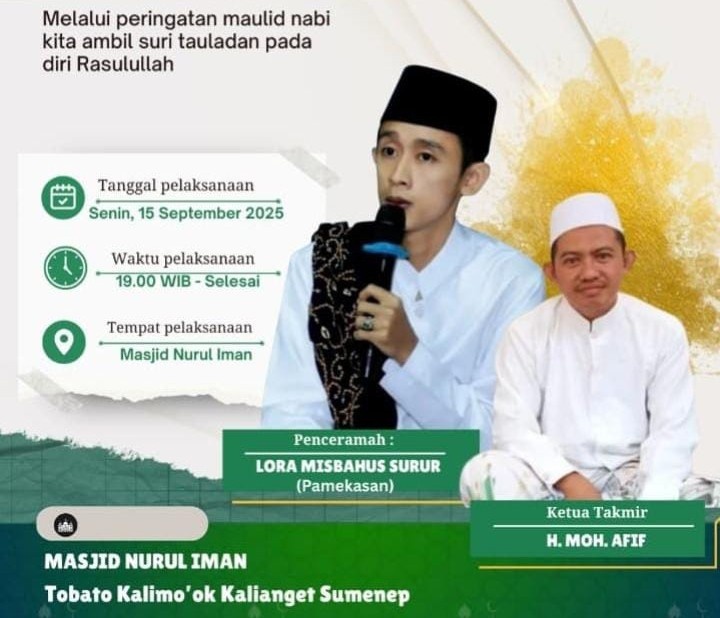 Maulid Nabi di Masjid Nurul Iman Sumenep, Lora Misbahus Surur Siap Gemaikan Syiar Islam