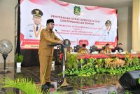 Bupati Sumenep Achmad Fauzi Wongsojudo Saat Memberikan Sambutan Di acara Pelantikan ASN PPPK di Gedung Korpri, Selasa (30/09/2025)
