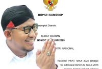 Surat Edaran Nomor 35 Tahun 2025 yang ditandatangani langsung oleh Bupati Sumenep, Dr. H. Achmad Fauzi Wongsojudo, S.H., M.H. 
