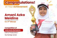 Amani Azka Meidina, siswi kelas 3C Fathimah International Elementary School (FIES), yang berhasil menyabet Juara 3 dalam ajang Indonesia Berbakat 2025