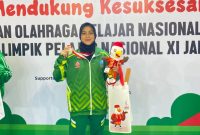 Atlet Pencak Silat Perisai Putih Sumenep Fetum Muksin Alkatiri Saat Meraih Medali Perak di Popnas 2025 di Jakarta