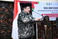 Wabup Sumenep KH. Imam Hasyim Saat Memberikan Sambutan di Acara FGD TPID di Aula Graha Arya Wiraraja Kantor Pemkab Sumenep, Kamis (20/11/2025)