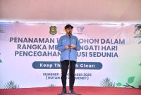 Bupati Sumenep Achmad Fauzi Wongsojudo Saat Memberikan Sambutan Di acara Penanaman 1.300 Bibit Pohon Bersama Medco Energi di TPA Tonunggul Batuan, Selasa (02/11/2025) 