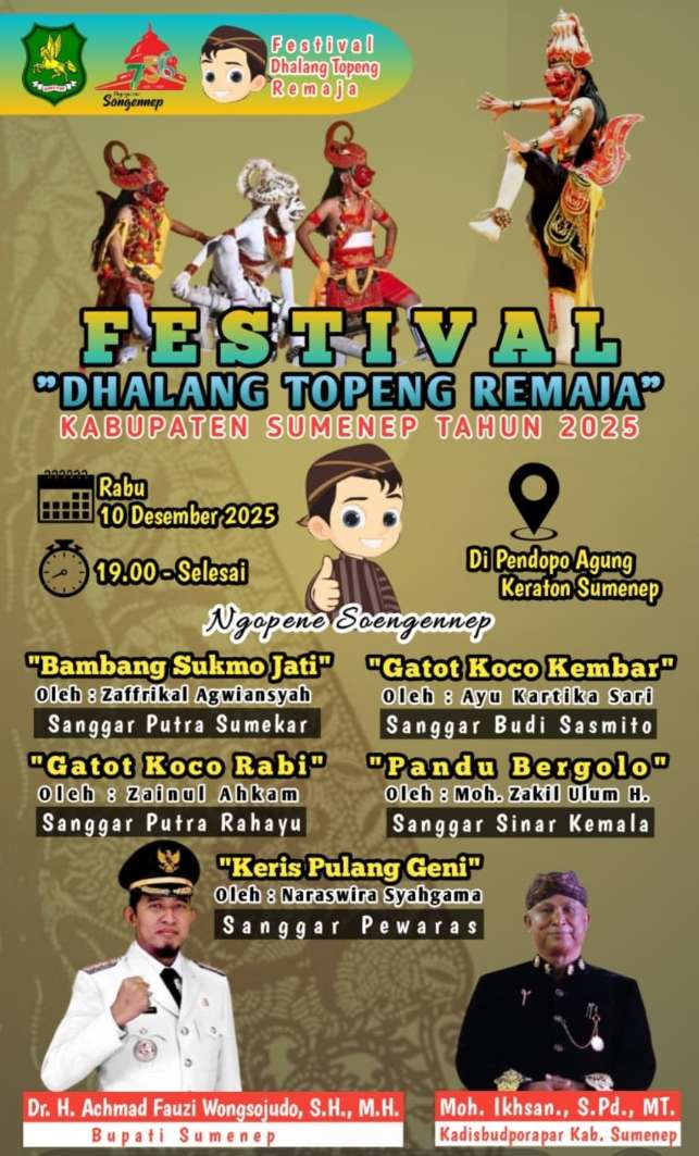 Festival Dhalang Topeng Remaja 2025 Hidupkan Spirit Budaya Madura di Keraton Sumenep