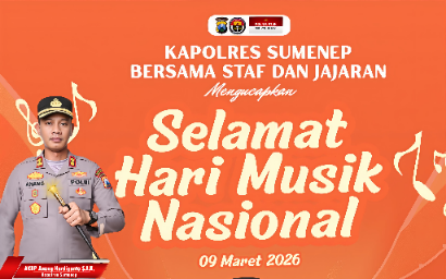 Kapolres Sumenep AKBP Anang Hardiyanto Ucapkan Selamat Hari Musik Nasional 2026, Tekankan Musik Satukan Perbedaan
