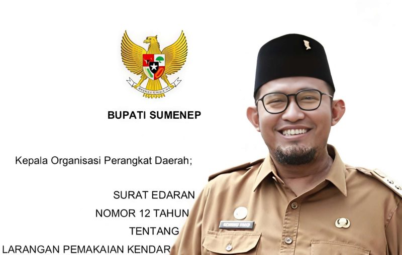 Bupati Sumenep Dr. H. Achmad Fauzi Wongsojudo, S.H.,M.H., dengan Layar Belakang Surat Edaran Nomor 12 Tahun 2026