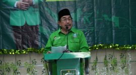 Ketua DPC PKB Kabupaten Sumenep KH. Imam Hasyim, SH MH di Acara Muscab DPC PKB di Aula Hotel C1 Sumenep, Minggu (05/04/2026)