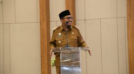 Bupati Sumenep Dr. H. Achmad Fauzi Wongsojudo, S.H.,M.H., di Acara Halal Bihalal PKDI di Hotel Myze, Selasa (07/04/2026)