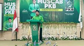 Ketua DPC PKB Sumenep KH Imam Hasyim, S..H.,M.H., di Acara Muscab DPC PKB di Aula Hotel C1 Sumenep, Minggu (05/04/2026) malam