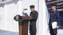 PLH Karutan Samhaji Saat Apel Ikrar Pemasyarakatan Bersih dari Handphone Ilegal, Narkoba, dan Praktik Penipuan yang digelar, Jumat (8/5/2026).