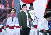 Wabup Sumenep KH Imam Hasyim SH MH di Kegiatan Pemberangkatan CJH Sumenep di GOR A Yani Pangligur Sumenep, Senin (11/05/2026) Dini Hari 