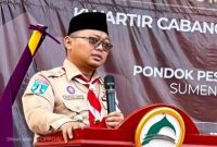 Ketua Harian Kwarcab Sumenep Dr. Zamzami Sabiq M.PSi Saat Memberikan Sambutan di Pembukaan KMD-KML di Al Amien Prenduan, Sabtu (16/05/2026)
