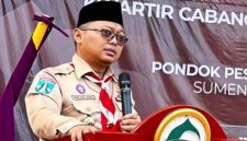 Ketua Harian Kwarcab Sumenep Dr. Zamzami Sabiq M.PSi Saat Memberikan Sambutan di Pembukaan KMD-KML di Al Amien Prenduan, Sabtu (16/05/2026)