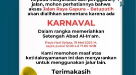 Jalan Raya Gapura–Batupitih Dialihkan Sementara, Karnaval Setengah Abad Al-In’am Digelar 19 Mei 2026