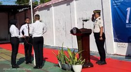 Karutan Sumenep Aditya Wahyu Rahmadani Saat Pimpin Apel Upacara Hari Peringatan Kebangkitan Nasional Tahun 2026 di Halaman Kantor Rutan Sumenep, Rabu (20/05/2006)
