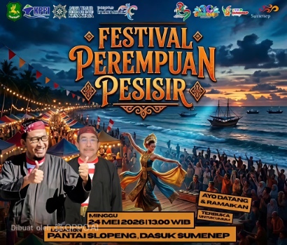 Pamflet Festival Perempuan Pesisir di Pantai Slopeng, Minggu (24/05/2026)
