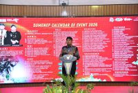 Bupati Sumenep Dr H Achmad Fauzi Wongsojudo SH MH di Acara Peluncuran Loga Hari Jadi Sumenep ke-758 di Pendopo Agung Keraton Sumenep, Sabtu (20/06/2026)