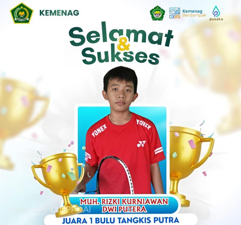 Mohammad Kurniawan Dwi Putra Sabet Juara 1 O2SN Bulu Tangkis, MTs Negeri 1 Sumenep Kembali Berprestasi