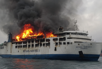 Ilustrasi KML KMP Mutiara Santosa 2 Terbakar di Perairan Utara Sumenep,